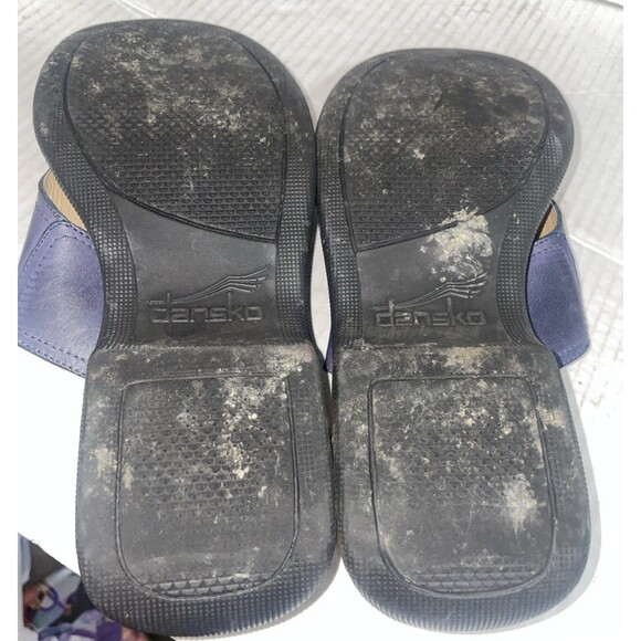 Dansko Sandals Womens US 8  Slide Blue Leather Slip On Wedge Flip Flop EU 38 - Picture 16 of 16